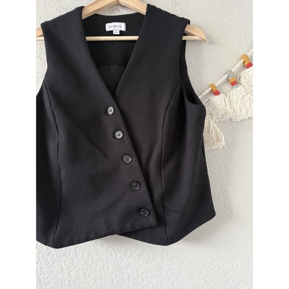 Evereve Cora Asymmetrical Black Sleeveless Vest Minimalist Academia Preppy L - Picture 4 of 7